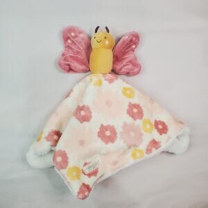 Dream Gro Butterfly Baby Lovey Flower Print Plush Security Blanket 13.75" x 13"